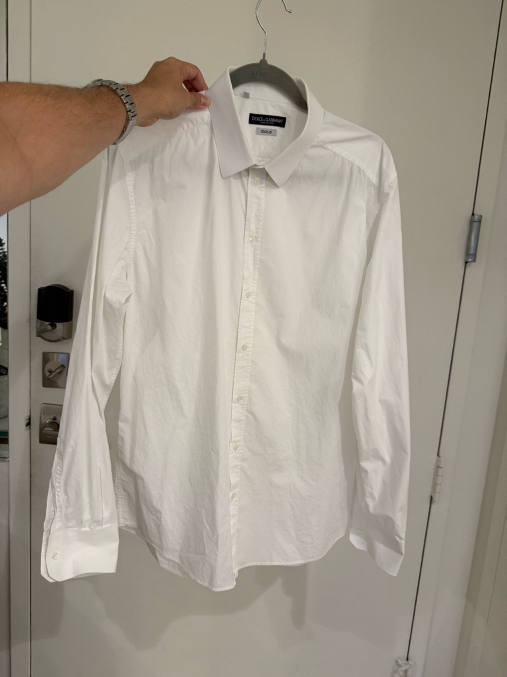Dolce & Gabbana White Men's Classic Point-Collar Dress Shirt